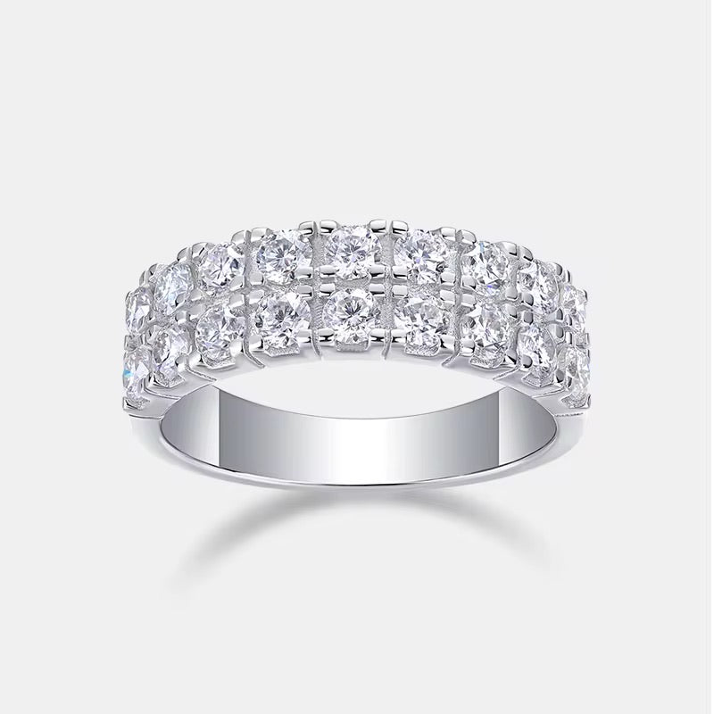 Classic Wide Moissanite Band Ring | 1.8 CTW, D Color, VVS Clarity, Platinum-Plated Sterling Silver
