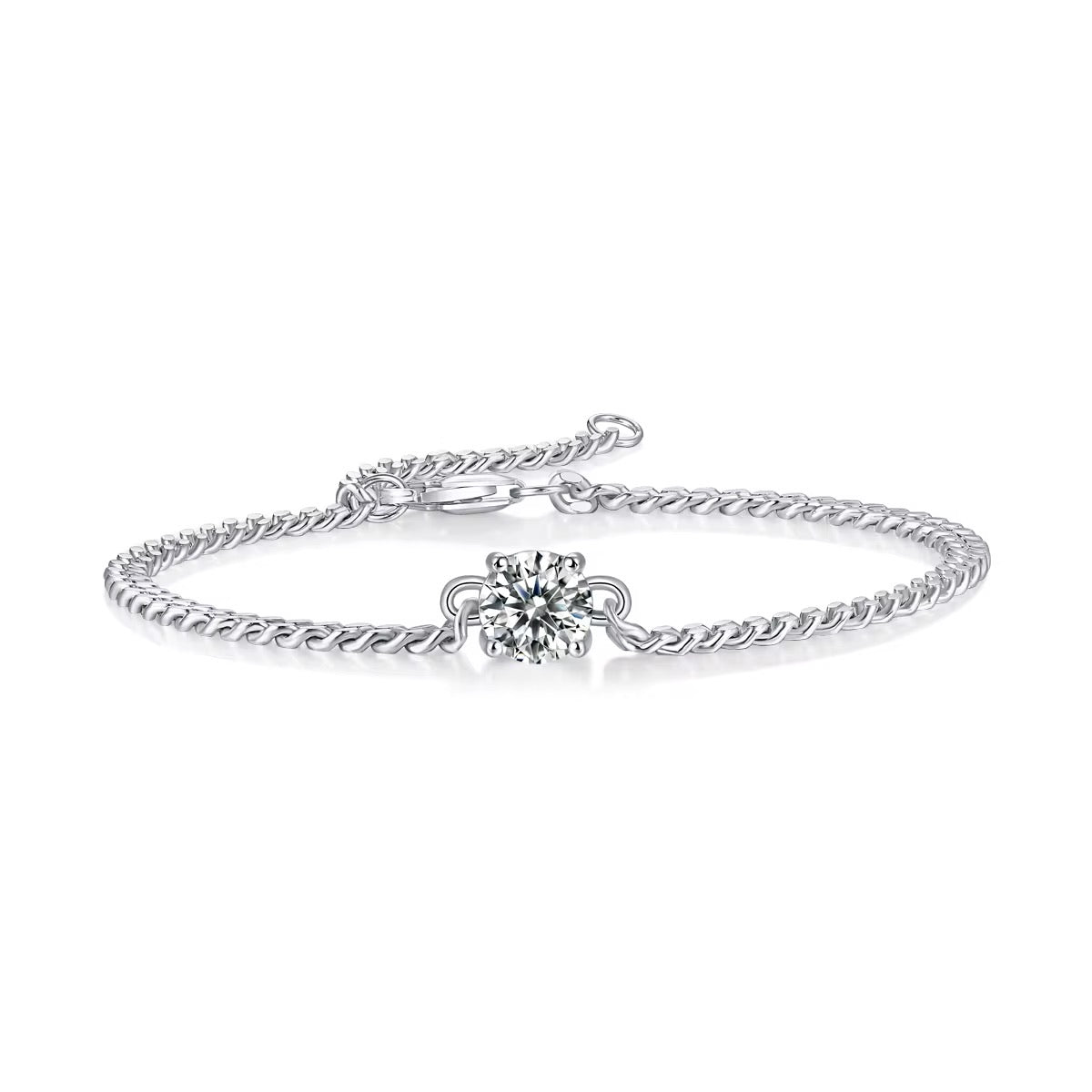 Classic Moissanite Solitaire Bracelet | 1 CT, D Color, VVS Clarity, Sterling Silver