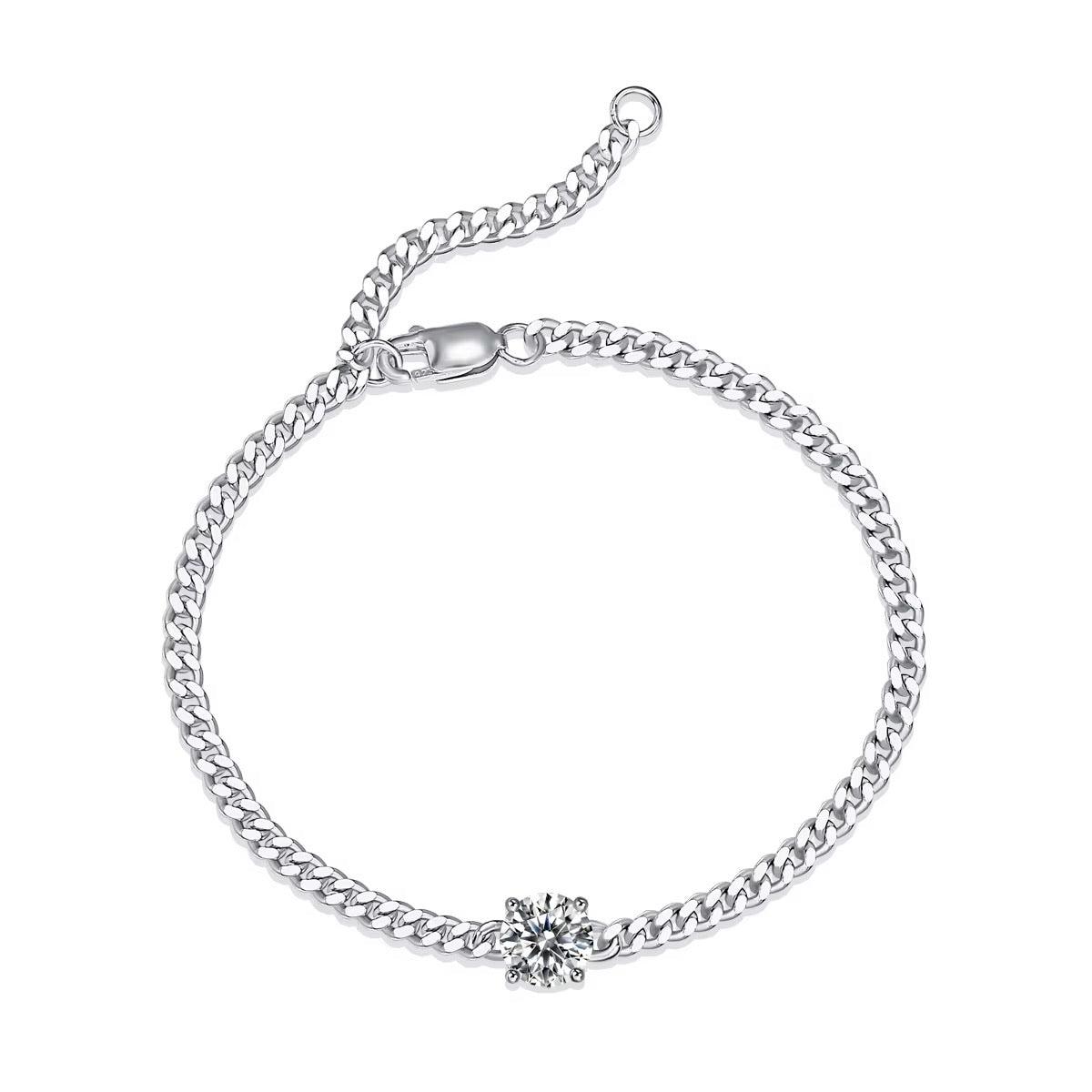 Classic Moissanite Solitaire Bracelet | 1 CT, D Color, VVS Clarity, Sterling Silver