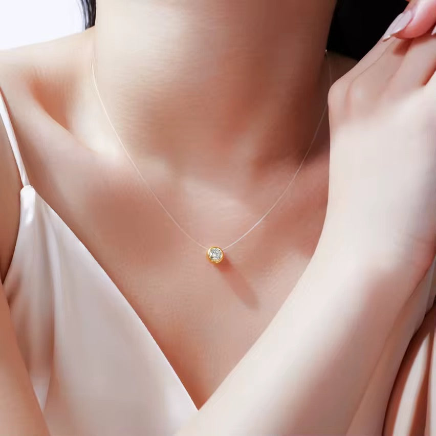 Floating Moissanite Solitaire Pendant | 1 CTW, D Color, VVS Clarity, Gold Bezel