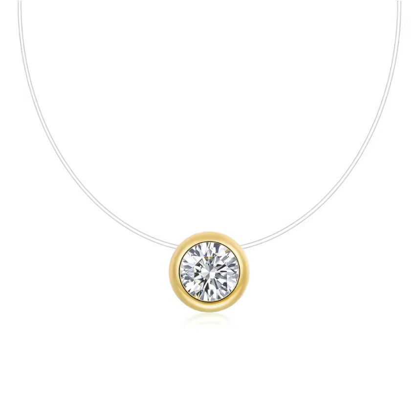 Floating Moissanite Solitaire Pendant | 1 CTW, D Color, VVS Clarity, Gold Bezel
