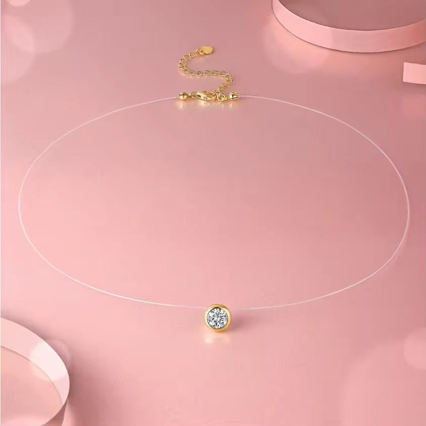 Floating Moissanite Solitaire Pendant | 1 CTW, D Color, VVS Clarity, Gold Bezel