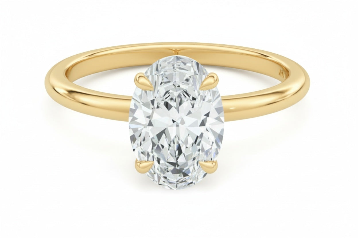 IGI Certified Oval Lab-Grown VS2 Diamond Ring (2-3 ct), Timeless Elegance in Gold or Silver