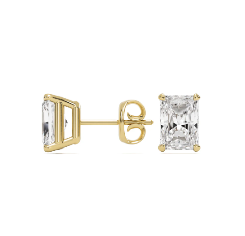 IGI Certified Radiant Cut Lab Diamond Stud Earrings (2–4 ct each) — Custom Made in Gold or Silver