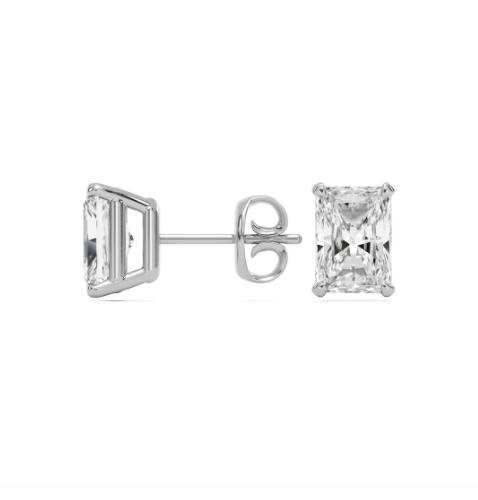 IGI Certified Radiant Cut Lab Diamond Stud Earrings (2–4 ct each) — Custom Made in Gold or Silver