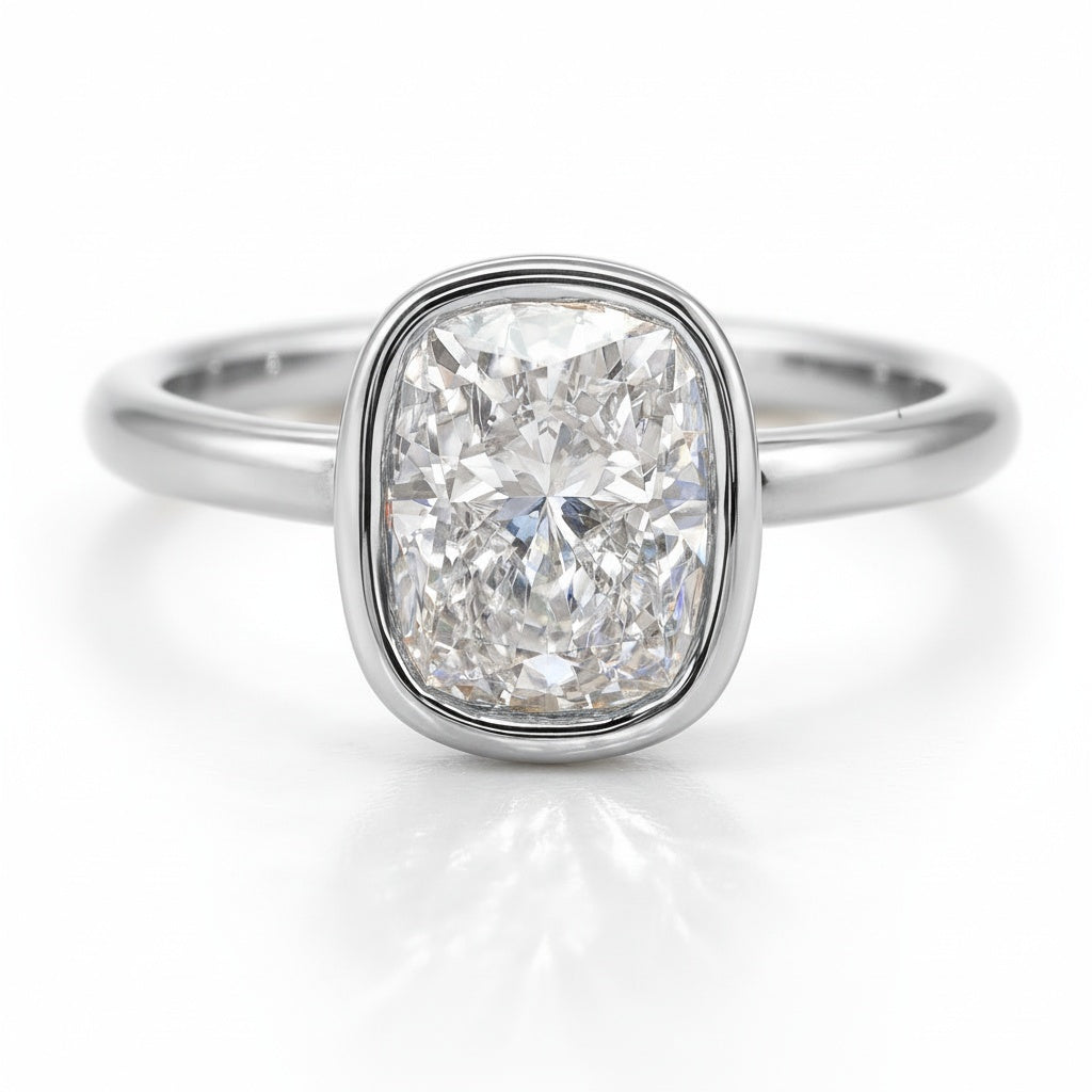 IGI Certified Cushion-Radiant Cut VS2 Lab Diamond Ring (1–3 ct) in Solid Gold 10K–18K or 925 Sterling Silver