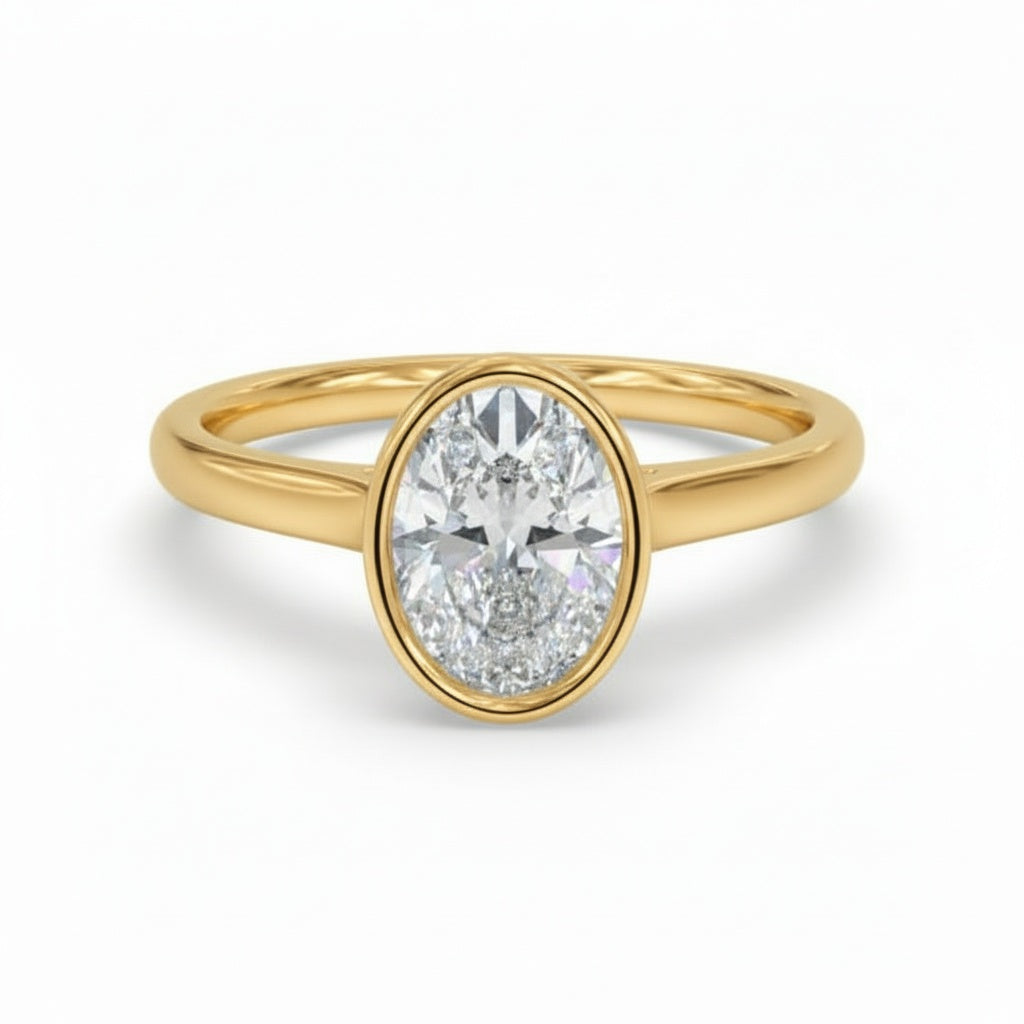 IGI Certified Oval Cut VS2 Lab Diamond Ring (1–3 ct) in Solid Gold 10K–18K or 925 Sterling Silver
