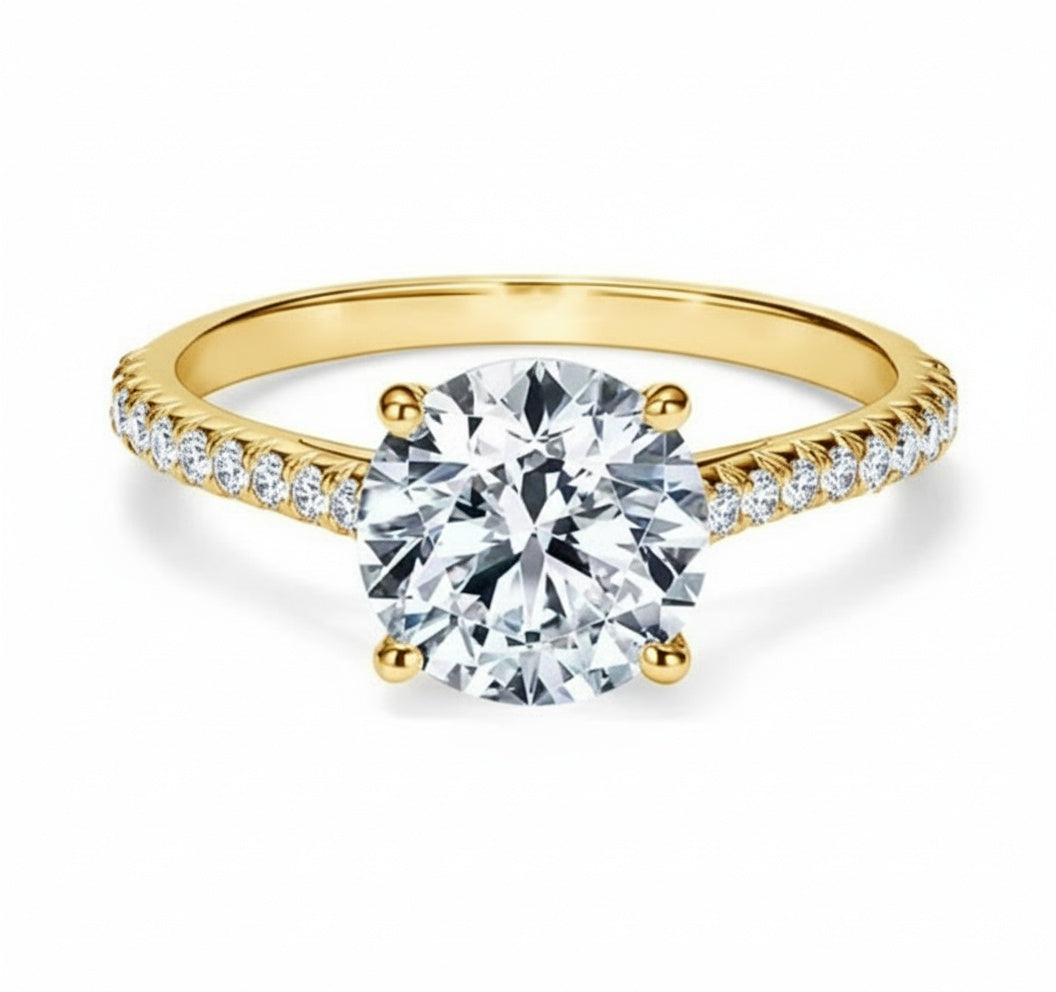 IGI Certified Eternity Halo Round Lab-Diamond Ring with VS2 Lab Diamond (1–2 ct) in Gold or Sterling Silver