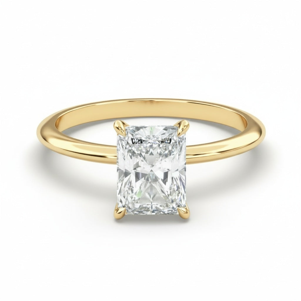IGI Certified Radiant Cut VS2 Lab Diamond Ring (1–3 ct) in Solid Gold 10K–18K or 925 Sterling Silver