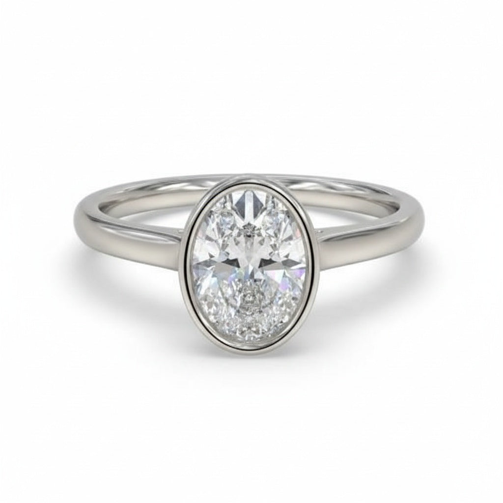 IGI Certified Oval Cut VS2 Lab Diamond Ring (1–3 ct) in Solid Gold 10K–18K or 925 Sterling Silver